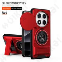 Case for Xiaomi Redmi Note 15 14 Pro Plus 5G 15T Pro Poco M8 F8 Ultra Card Holder Slide Camera Ring Stand Armor Kickstand Cover Redmi Note15Pro Plus raudona