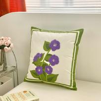 45x45CM Tulip Embroidered Throw Pillow Cover with Pastoral Style Sofa Cushion Waist Cover Simple Decorative Pillowcase 45x45cm