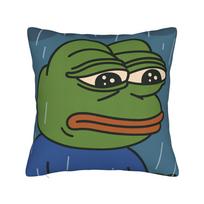 Sad P-Pepe Frog Toilets Square Pillow Cases Funny Meme Cushion Covers Novelty Zippered Decorative Pillowcase for Car 40x40cm 40x40cm