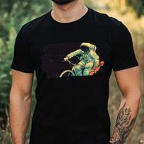 T-Shirt Herren Astronaut auf dem Fahrrad Motiv Baumwolle Größe XS bis 5XL XL