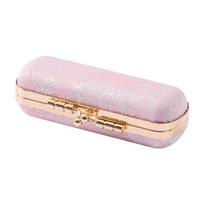 Kiss Lock Clasp Mini Ring Box Velvet Slots Lining Faux Leather Outer Travel Jewelry Case Sturdy Hardware Frame rožinė