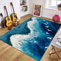 3D paplūdimio bangų kilimas neslystantis skalbiamas kilimas svetainei miegamajam lango nišai patvarus durų kilimėlis namų dekoro kilimai 40X60CM