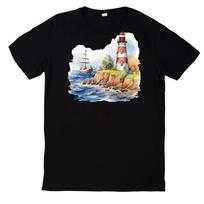 T-Shirt Aquarell Leuchtturm Motiv Baumwolle XXXXL