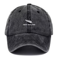 Unisex Hat For Travel Outdoor Dad Hat Adventure Vintage Washed Cotton Cap Feather Streetwear Style New Zealand Theme Distressed