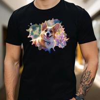 T-Shirt Herren Corgi Hund mit Blumen Motiv Baumwolle Größe S bis 5XL XXL
