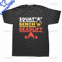 Funny Powerlifting Squat Bench Deadlift Weightlifting T Shirts Vintage Streetwear Short Sleeve Birthday Gifts Summer TShirt S