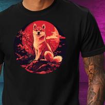T-Shirt Herren Shiba Inu roter Mond Motiv Baumwolle Größe XS bis 5XL XXL