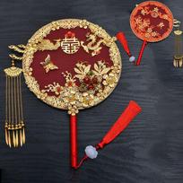 Ancient Style Decorative Fan Bride Group Fan Tuan Fan Round Fan Hand Holding Fan Xiuhe Clothes Fan J
