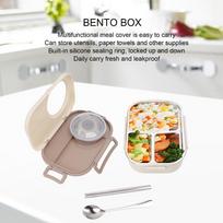 3 Compartment Compartment Lunch Box 304 Stainless Steel Thermal Lunch Box  For Office smėlis
