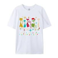 Mid Century Modern Look Cats Christmas Retro 50s 60s Xmas TShirt Casual Short Sleeve All Cotton Round Collar Unisex TShirt S