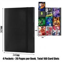 Black Trading Card Binder with Acid Free Pages Elastic Strap Durable Football Basketball Card Album for Collection Fans A