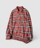 U And Lc Bleach Washed Check Shirt (Smoke Red) Smoke Red/L