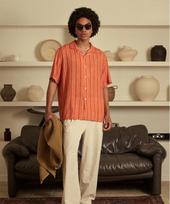 Lazy Herringbone Viscose Shirt Red/S
