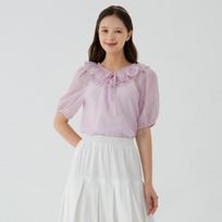 Sup V-Neck Shirred Striped Blouse (Sy5Ss32) Blue(43)/055