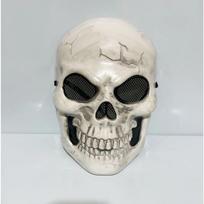 Ripped white skull Halloween mask, breathable full-face mesh skull mask with adjustable strap, perfect for scary costume and haunted house parties Pack of 1