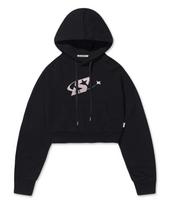 Escape From Pink Three-Star Logo Print Crop Hoodie Black Free