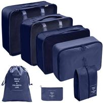 7Pcs/Set Large Capacity Suitcase Packing Cubes Set Folding Clothes Shoe Tidy Pouch  Luggage tamsiai mėlyna spalva