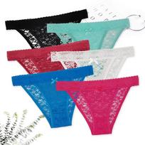Moteriškas apatinis trikotažas Seksualios pilno nėrinio kelnaitės Žemo liemens Gėlėtos moteriškos kelnaitės Lingerie 6 vnt./rinkinys XL blue
