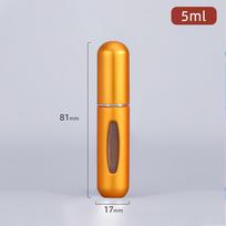 1/5 vnt. daugkartinio naudojimo kvepalų buteliukas su purškikliu, kvapo siurbliuku, nešiojami kelioniniai tušti kosmetikos indai, mini purškimo purkštukas orange