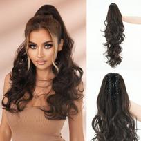 Juodai ruda arklio uodega ilgi garbanoti plaukai Big Wave Hair Clip plaukų priauginimo plaukų perukas 70Cm juoda