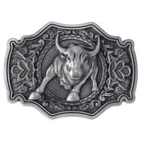 Long Horn Bull Western Belt Buckle Cowboy Belt Buckle Metal Belt Buckle For Men 1 gray