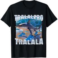 Tralalero Tralala Shark Meme T-Shirt Italian Brainrot Tee T-Shirt S juoda