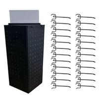 Four Sided Pegboard Storage Rack Home Accessory Revolving Craft Display Holder for Easy Access and Presentation 1 black