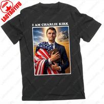 Charlie Kirk Tshirt I Am Charlie Kirk Patriotic Christian Jesus TeeShirt Vintage Aesthetic Printing Cotton Shortsleeve Tops S