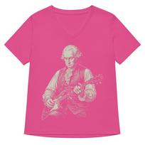 George Washington President Playing Guitar Retro Vintage Vneck Tshirt S