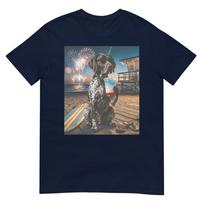 Gerunisex Shorthaired Pointer Patriotic Beach Fireworks Dog Art TShirt S