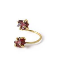New Natural Crystal Yellow Amethyst Raw Stone Multi Garnet Double-Headed Ring Red Tiger'S Eye Jewelry Cross-Border Wholesal