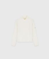 Tire Wool Tencel Jersey Roll Neck Top Cream White 1 (Women)