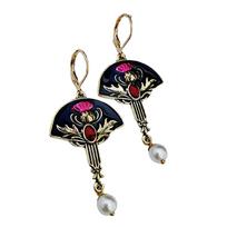 Fan Shaped Earring Personality Dangle Earrings Pearl-Charm Jewelry Ornaments 1