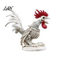 Spooky Gothic Home Ornament Halloween Skeleton Rooster, Lifelike Chicken Decoration, Animal Festival Gift for Collectors Bone Statue Desktop balta