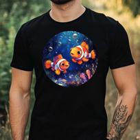 T-Shirt Herren Clownfisch im Mondlicht Motiv Baumwolle Größe XS bis 5XL M