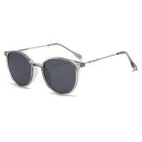 Non- Blue Light Blocking Glasses Ultra Lightweight Retro Trendy Clear with Dark Gray Lens for Women One Size