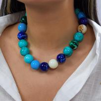 Summer Dopamine Colorful Acrylic Chunky Bead Necklace for Women Oversized Resin Round Beaded Choker Party Beach Statement Party