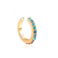 Turquoise Ear Clip Jewelry CZ Cuff Earrings No Piercing Earring Rhinestone Circle Ear Cuff Gold Multicolor