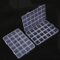 Multiple Grid Boxes Square Transparent Plastic Storage Box 6/10/15/24/28 Grids   Sewing Accessories 19*13*1.5cm-24 grids