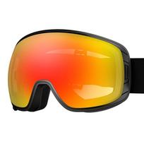 Dual-Layer Ski Goggles Adults Anti-Fog Windproof Snowboard Eyewear With Prescription Lens Compatibility Black Frame Red Lens