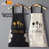 MISHIGUANG Apron, Household Kitchen Waterproof And Oil-Proof, Unisex Workwear, Can Be Wiped, Japanese And Korean Style Waist Apron, Single Pack, Black