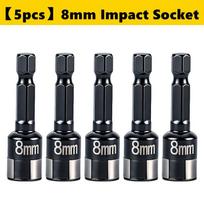 8mm Hex Shank Impact Socket Bits Power Nut Driver Set Metric Socket Drill Bits Chuck Adapter Driver Socket Wrench Tool Parts (as the picture,8mm)