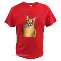 Big Floppa TShirt Funny Meme Cute Cat Animal Graphic Tee Tops Xmas Gift Eu Size 100 Cotton Novelty Gift For Cat Lovers S