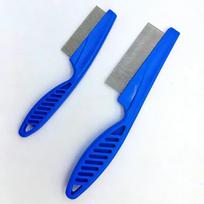 Daily Grooming Safe Lice Comb with Stainless Steel Teeth Plastic Handle for Cats & Dogs-Removing Lice Nits Durable Professional (Blue,S(140X35MM) and L(180X45MM)) mėlyna