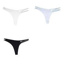 CINOON 3Pcs/Lot Women's Sexy Low-Rise Thong Ice Silk Seamless Double Silver Ribbon Panties One-Piece Quick-Dry Yoga Thong S
