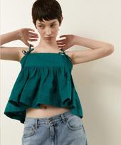 Lady Volume Jacquard Cotton String Top_Green Green/M