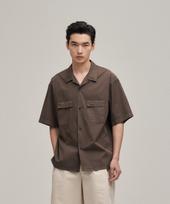 Le Tigre Open Collar Overdyed Shirt (Mild Brown) Mild Brown/Xl