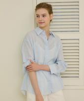 Nonlocal Over Fit Raw Cut Stripe Shirt - Light Blue Light Blue/Free