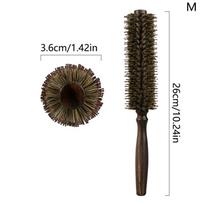 Straight Twill Hair Round Roller Wood Hair Brush Boar Bristle Nylon Hair Comb Anti Static Brush Blowing Curling DIY Hairdressing Slanted M