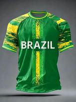 Brazil Football Support T Shirts Fan Cheer Tops Sleeve Casual Tee Unisex Adults Kids Full Sizes Stadium Match Watching Outfit S